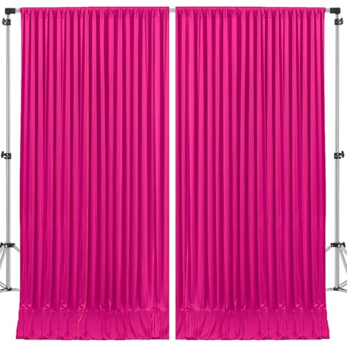 Image of 10x10ft Hot Pink Backdrop Curtain for Wedding Parties Wrinkle Free Fabric Fuchsia Drapes Backdrop Decoration for Baby Shower Birthday Photography Decoration 2 Panels, 5ft x 10ft