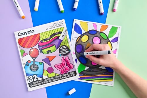 Crayola I Feel Old Adult Coloring Book, 32pg Nostalgic 90s & 00s Designs, Alcohol Marker Friendly Paper, Mindful ScreenFree Activity for Adults, Millenial Gifts - image 3