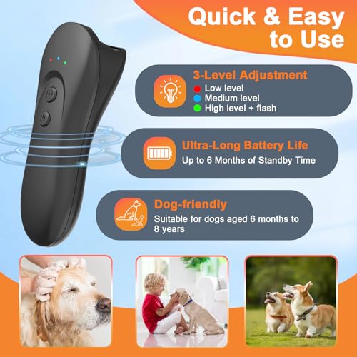 SILENTPAL Dog Bark Deterrent Device,Anti-Barking Device,Up to 15Ft Long Range & Rechargeable Bark Control,Stop Barking Dog Devices,Safe for Dogs Training,Indoor & Outdoor（Black） — view 2