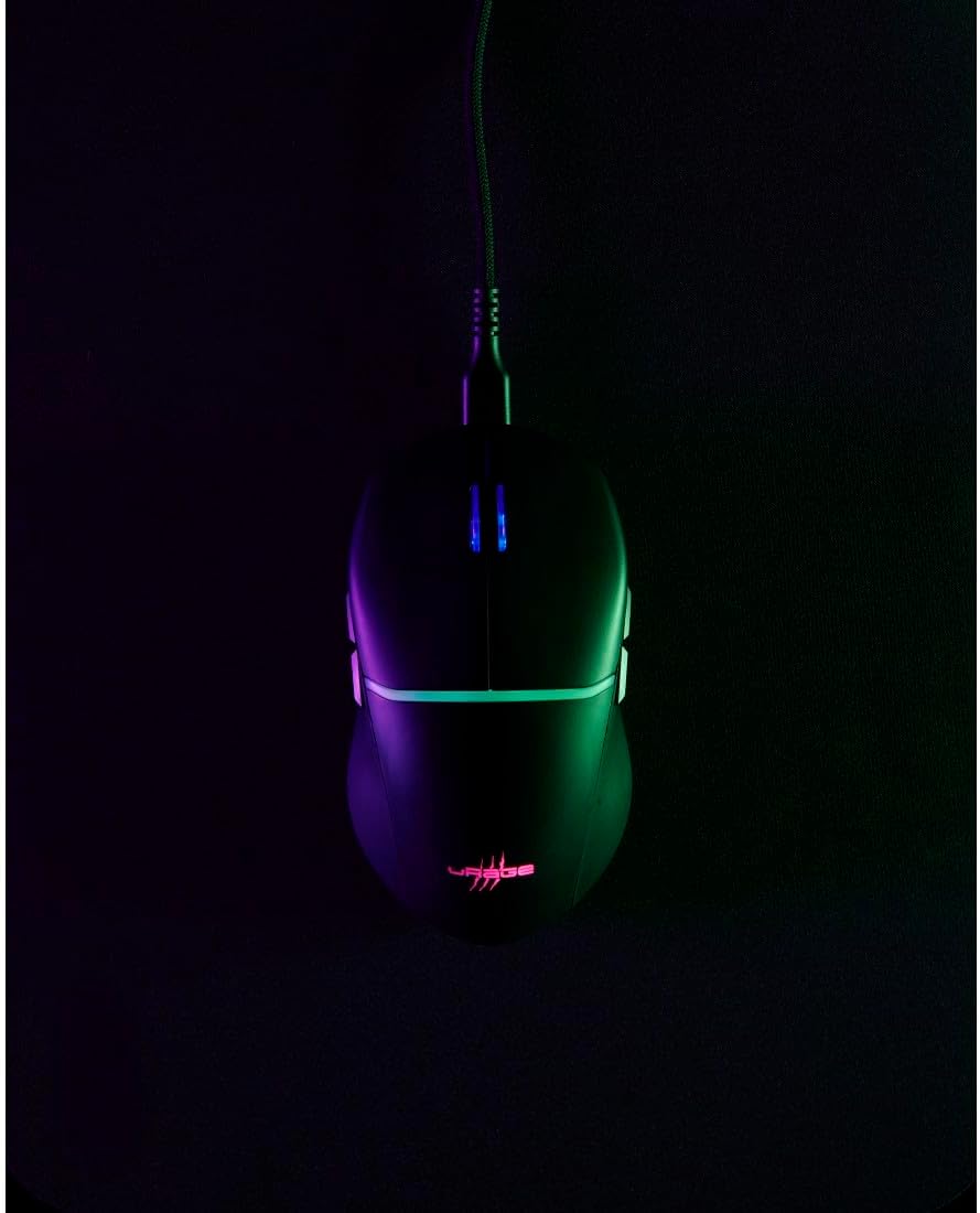 uRage Reaper 430 Wired Gaming Mouse (9 Programmable Buttons, Gaming Mouse with Optical Sensor 12000 DPI, RGB, TTC-Gold Gaming Clics, Uflex USB-C Cable) Black