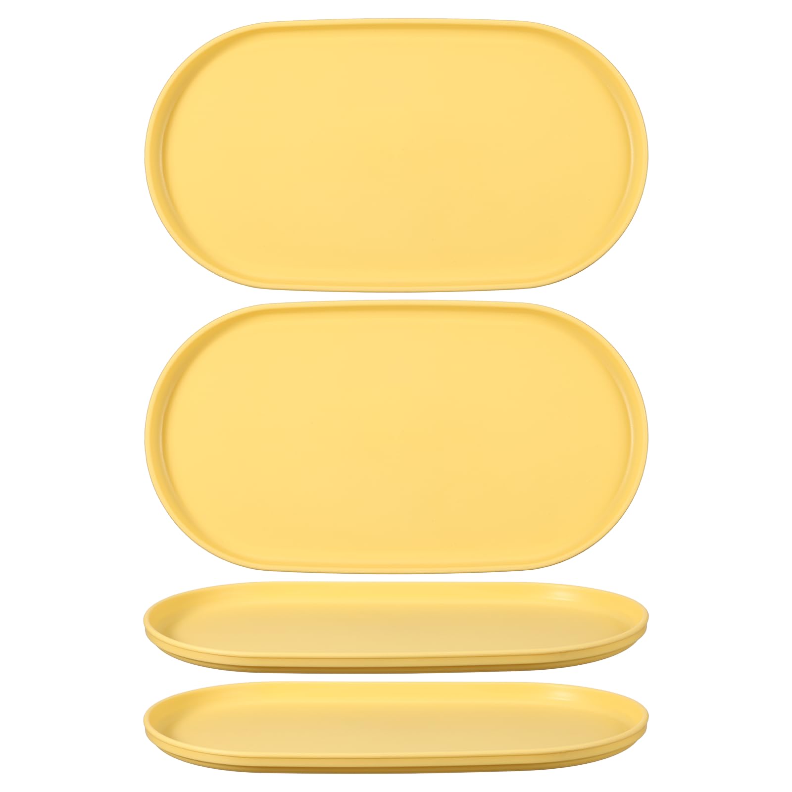 sourcing map 4Pcs Fast Food Serving Trays, 30.5x16.8cm Oval Reusable Restaurant Serving Trays for Kitchen Restaurant Coffee Fruit Burger Lunch Dessert, Yellow