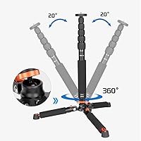 Vista 2 de Monopie de cámara Koolehaoda de aluminio con base de trípode de metal. 6 secciones 18-69 pulgadas ajustables, diámetro de pata Φ28mm, hasta 13lbs