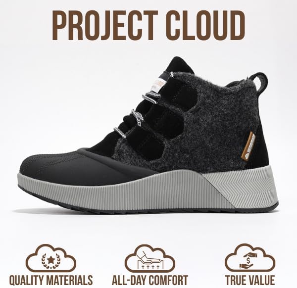 Project Cloud Waterproof Snow Boots for Women - Memory Foam Insole Non-Slip Womens Snow Boots & Winter Shoes with Shoe Lace - Lightweight Indoor Outdoor Shoes - Image 4