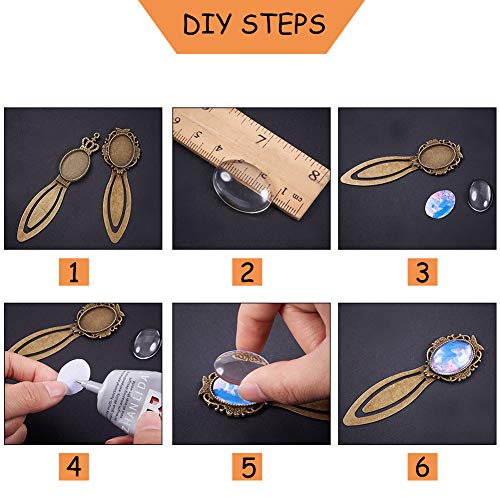PandaHall Elite 16 Sets 8 Stijl Antieke Bronzen IJzeren Bladwijzer Cabochon Instellingen Met Ronde & Ovaal Totaal 16… - Image 6