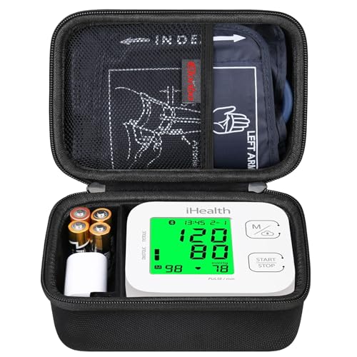 Elonbo Ihealth Track Caja portátil Inteligente de Monitor de presión Arterial de Brazo Superior, Estante de Almacenamiento de Bolsa de Monitor de presión Arterial Bluetooth inalámbrico, Negro