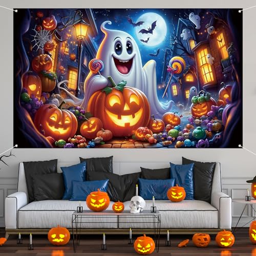 Fondo Fotográfico para Halloween Calabaza Fantasma 71×43 pulgadas miniatura 6