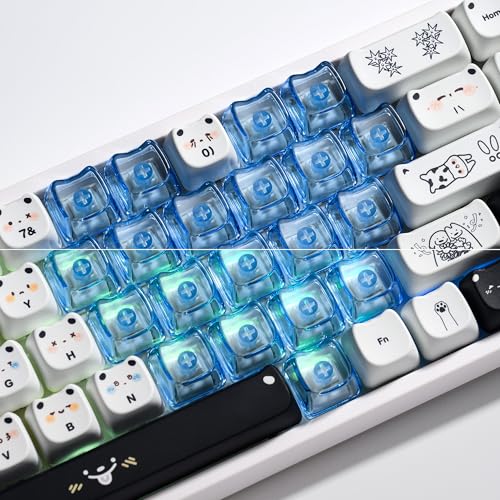 Image of GMKWTL XVX Blank Transparent Keycaps, Sweet Heart PC Custom Keycap Set, Backlit Blue Candy Keyboard Keycaps Mao Profile for MX Switches Mechanical Keyboard (21pcs)