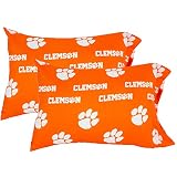 College Covers Everything Comfy Clemson Tigers Pillowcase Pair, Standard, 20" x 30", Includes 2 Pillowcases