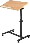 TigerDad Overbed Bureau de chevet Mobile Rolling Laptop Stand Tilting Table Overbed avec Roues Table de plateau réglable en hauteur pour Table de canapé de lit portable (Noir)