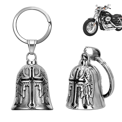 XNZMYN 2 Piezas Llavero Moto Campana Guardiana | Personalizado | Anillo Colgante | Motocicletas, Vehículos Eléctricos, Bicicletas, Coches | Amuleto de Protección y Buena Suerte (Negro)