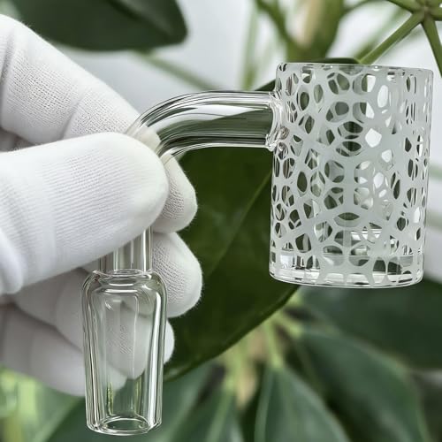 14mm Laboratory Glass Funnel Set, 100% Quartz Material，1-Inch Wide with Right-Angle Buffer Zone for Chemical Filtration (Grid Pattern) - Thumbnail 3