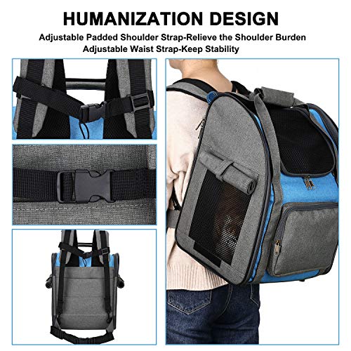 HAPPY HACHI Tragbare Haustier Tragetasche Atmungsaktiv Katze Rucksack für Reise Outdoor mit Verstellbare Gepolsterte Schulterriemen für Hunde Katze kleine Tiere - Image 8