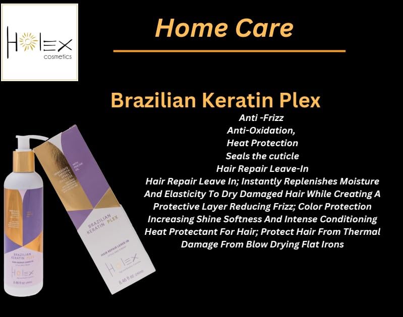 Miniatura 8 de Holex Cosmetics Acondicionador sin enjuague de queratina brasileña Plex, tratamiento nutritivo sin enjuague enriquecido con queratina y aceite de