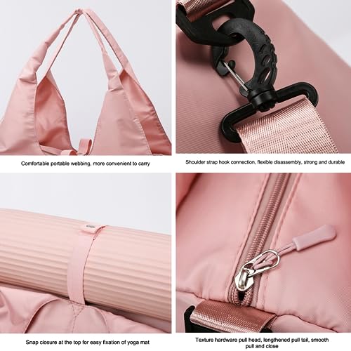 Yoga Gym Bag for Women, Duffel Bag with Shoe Compartment, Sports Bag with Yoga Mat Holder, Travel Duffel Tote Bag Workout Bag Weekender Bag with Wet Dry Storage Pockets3