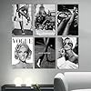 Audrey Hepburn Lipstick Wall Art - 6 Decayed Black And White Fashion Retro Posters #4