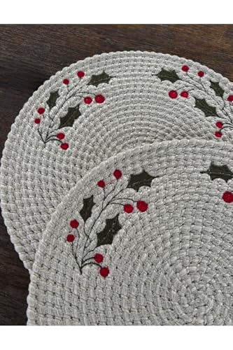 Platos decorativos redondos 14 pulg Set x2 Blanco miniatura 2