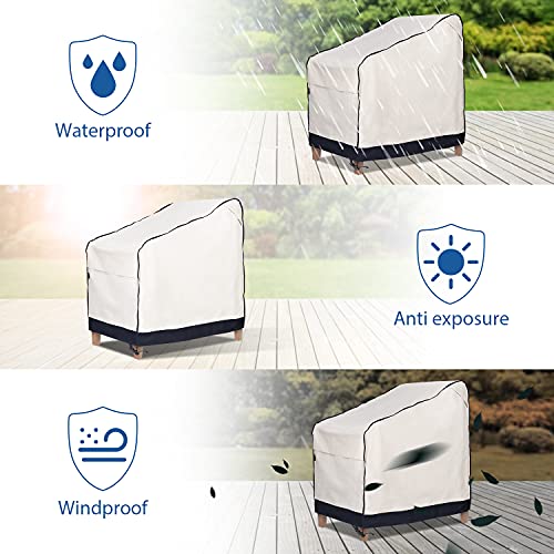Zilink Patio Furniture Covers Waterproof Patio Chair Covers Heavy Duty Outdoor Furniture Cover for All-Weather Protection, Beige & Blue, Set of 2
