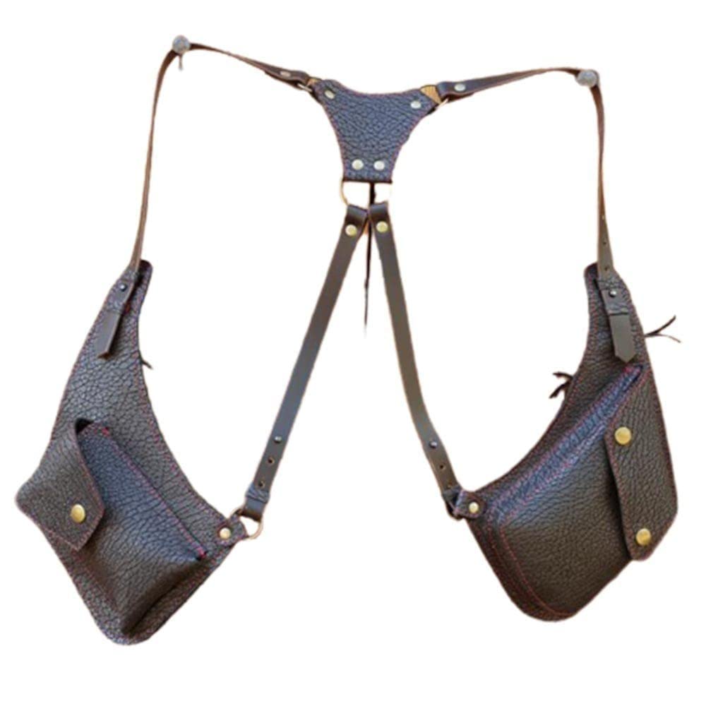 BHLAMA Steampunk Vintage Shoulder Wallet, Men Vintage Satchel, Adjustable PU Leather Double Shoulder Pouch Armpit Bag Holster Bag Anti-Theft Wallet One Size