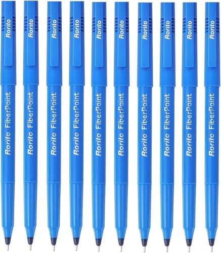 Image of Rorito Fiberpoint Ball Pen - Blue | Smooth Writing, Comfortable Grip & Long Ink Life | Ideal for School, College & Office Use | Pack of 20 Pens
