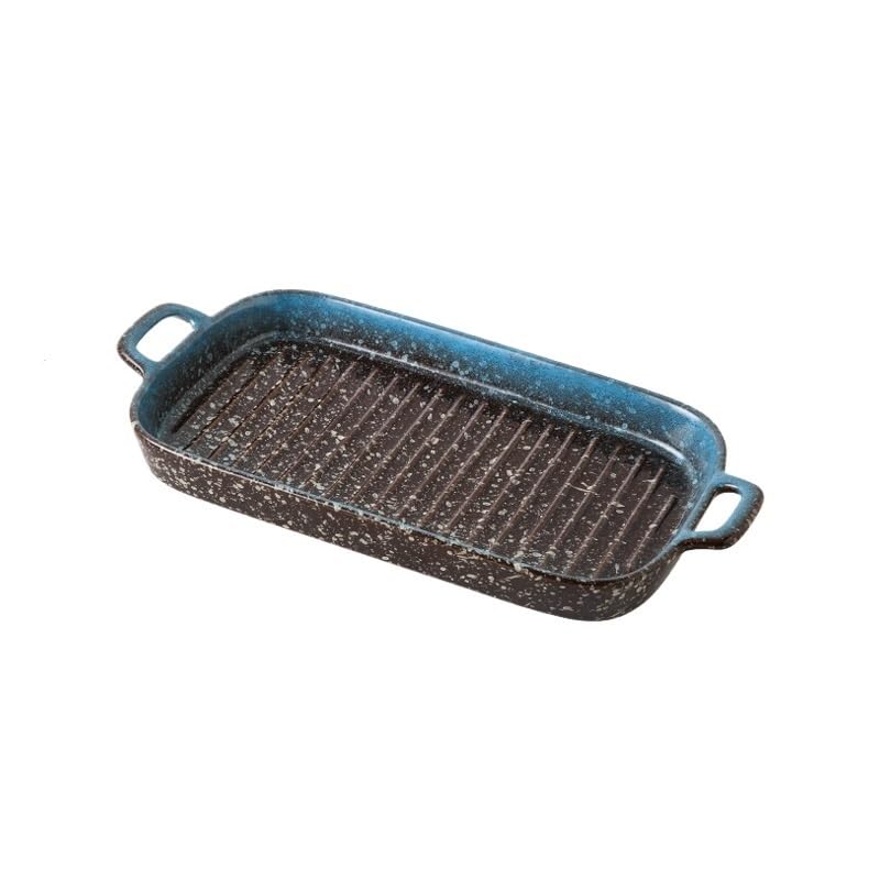 Servir plato Fuente for hornear rectangular grande Bandeja for de cerámica 30,6 cm para cocina(Blue)
