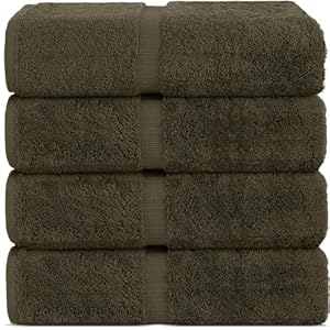 Chakir Turkish Linens 100% Cotton Premium Turkish Towels for Bathroom | 30” x 60” Large Bath Towels (4 Piece, Cocoa)