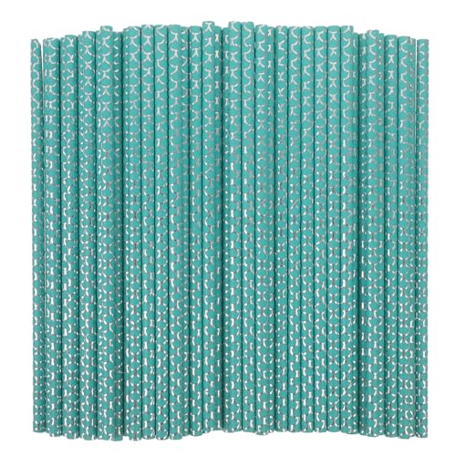 100 pitillos de papel azules con diseño cola de sirena