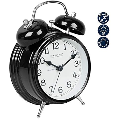 WILLIAM WIDDOP Double Bell Alarm Clock - Black Cover