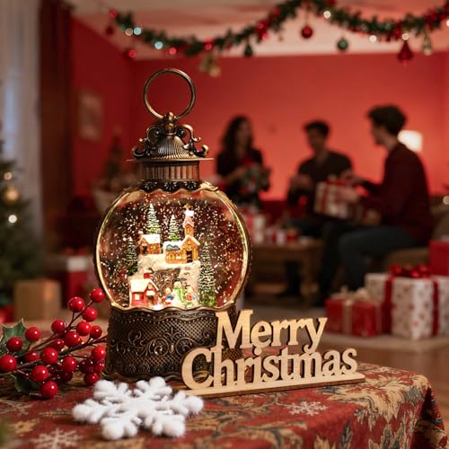 Globo de nieve de Navidad ideal para regalar a niños con música e iglesia interior 8