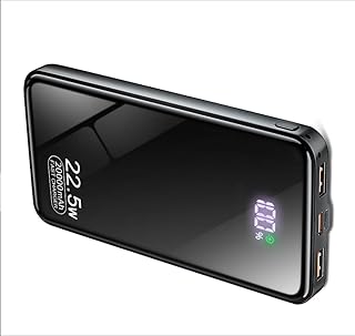 Solar Power Bank with 2 Foldable Solar Panels, 27000 mAh External Battery, 22.5 W Fast Portable Charger PD20W Supports USB-C Input and Output pour Smartphones Tablets Travel Camping Outdoor