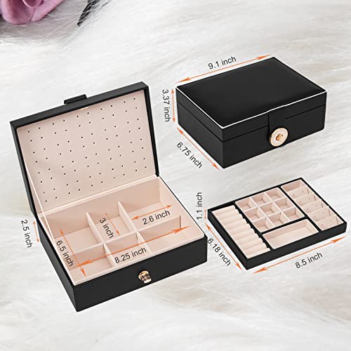 Zumier Jewelry Box Organizer for Women, Earring Organizer Box with PU Leather for Birthday Christmas and Theme Party Gifts-Black by Zumier - Used condition - Image 2
