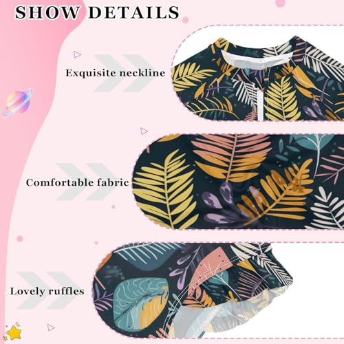 Colorful Tropical Palm Trees Leaves Girls Long Sleeve Swimsuit Rashguard Swimwear One Piece Bathing Suit 212177123