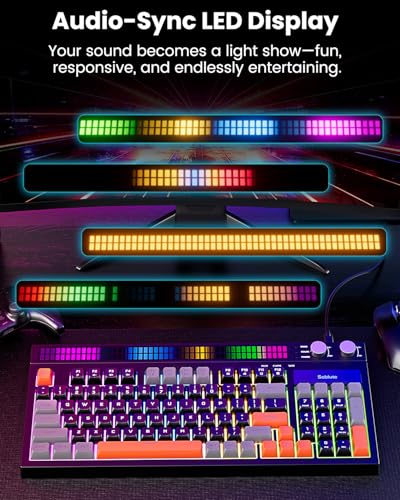Image of SABLUTE Keyboard Gaming - Audio-Sync RGB Light Strip, 19-Key Anti-Ghosting, Dual Control Knobs, Adjustable Stand, Ultra-Low Latency Quiet Mechanical Feel for PC Gamers（Black