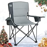 TIMBER RIDGE Silla de Camping Plegable Adulto Ultragrande Soporta 200kg Silla Plegable Acolchada con Portavasos y Bolsa Refrigeradora Cómoda para Acampar Jardín Balcón Playa Pesca