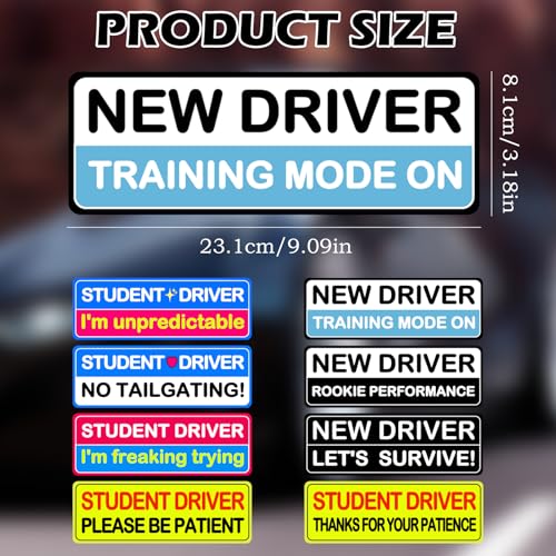 Image of 8Pcs Student Driver Magnetic Sticker, Removable Lovely Student Driver Sticker Magnet Supplies for Car, Keep Your Distance Safety Sign Suitable for Novice Drivers