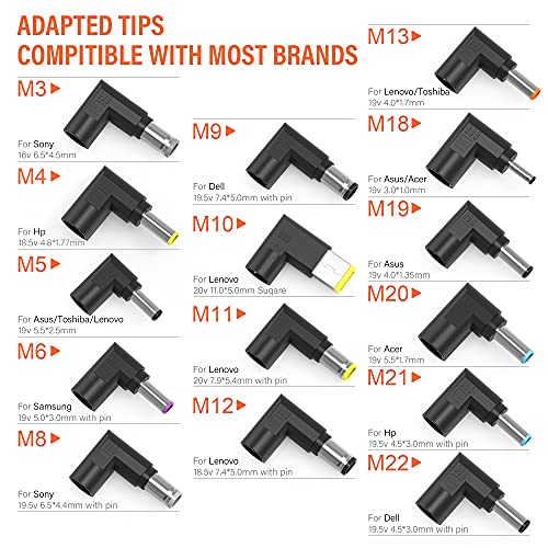 65W-45W-Universal-Laptop-Charger-18-20V-with-Multi-Tips-for-HP-ASUS-Lenovo-Acer-Dell-Samsung-Toshiba-Sony-JBL-IBM-Fujitsu-Gateway-Notebook-Ultrabook-Power-Adapter-with-15-Tips-Extra-Long-Cable-27M