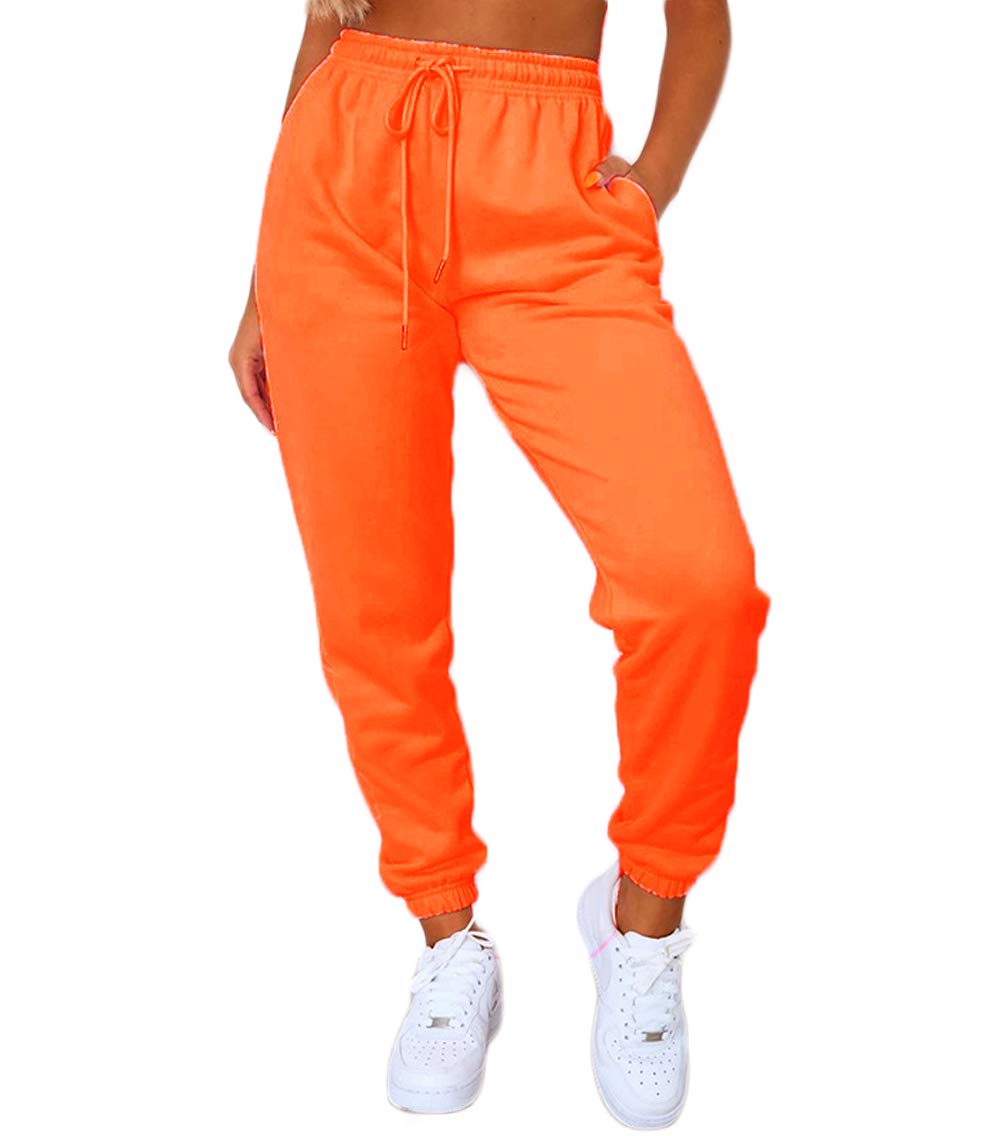 Women's Solid Sweatpants Drawstring Jogger Sweat Pants Cinch Bottom Casual Elastic Waist Workout Trousers