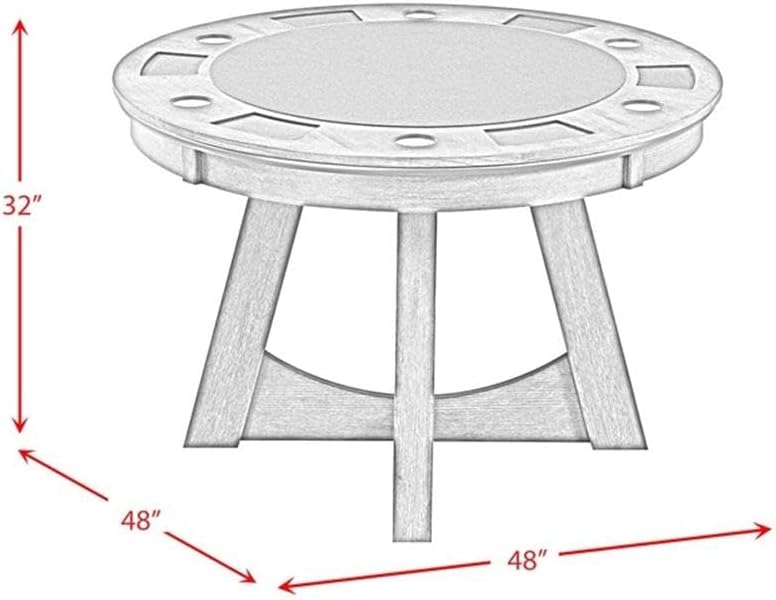 BOWERY HILL Modern Round Game Table, 48 in MDF Wood, Gray Finish, Pedestal Base with Inset Cup Holders and Storage, Multipurpose Design for Poker Nights and Gaming Room Use