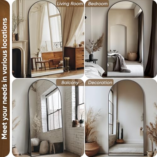 Full Length Mirror, 68"x26" Floor Mirror, Floor Standing Freestanding Arch Full Body Mirror with Stand for Bedroom, Hanging Mounted for Living Room Cloakroom, Black