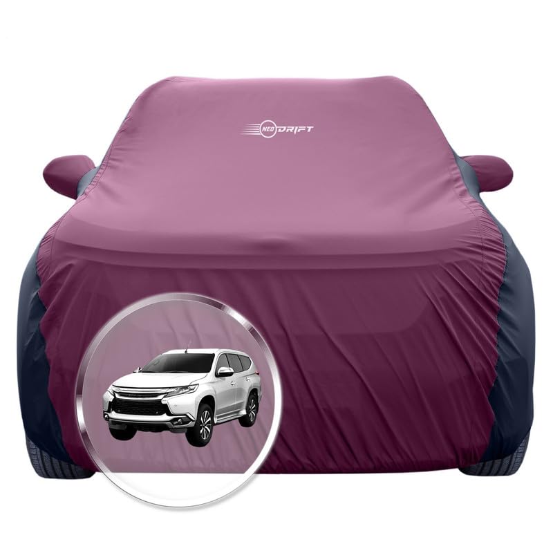 Image of NEODRIFT 'SuperTech' Car Cover for Mitsubishi Pajero Sports (100% Water-Resistant, All Weather Protection, Tailored Fit, Multi-Layered & Breathable Fabric) (Colour: Maroon+Black)
