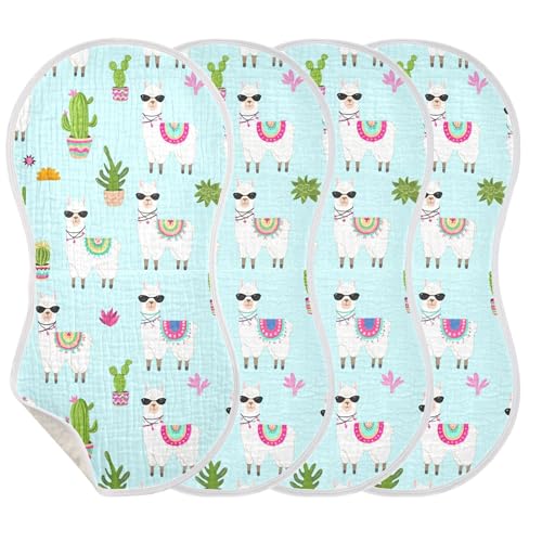 xigua Whimsical Llamas Muslin Baby Burp Cloths Set of 1, Super Soft & Absorbent Burping Rags, Cotton Burp Clothes Shower Gift for Newborn, Baby Girls and Boys3