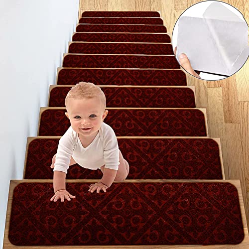 Rutschfeste Textilfaser-Matten – Set mit 22 Treppen- und Stufenteppichen, braun, ideal für Sicherheit und Komfort, langlebig, leicht zu reinigen, perfekt für Zuhause und Büro