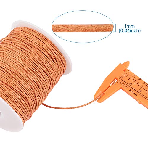 PandaHall 100 Yards/Roll Braided Cotton Cord 1mm Waxed Cotton Cord String for DIY Jewelry Making(Dark Orange) - Image 4