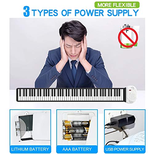 YONGCHY Mini Clavier Piano, 88-Key Main Piano Roll Piano Portable Deux Haut-Parleurs Bluetooth Support Connexion Intégré Batterie Rechargeable Au Lithium Pliant Clavier De Piano - Les Beatles, Paul McCartney, John Lennon, RIngo Starr, George Harrison YONGCHY Mini Clavier Piano, 88-Key Main Piano Roll Piano Portable Deux Haut-Parleurs Bluetooth Support Connexion Intégré Batterie Rechargeable Au Lithium Pliant Clavier De Piano – Image 4