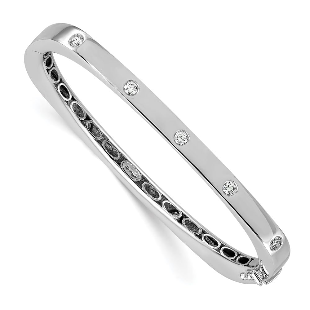 0 66 Ct Diamonds 18k Gold Flat Design Hinged Bangle Bracelet
