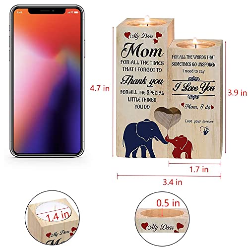 Wooden Heart Tealight Holder Elephant Candle Holder Set For Women, Unique Candlestick Stand: Elephant Brings Good Luck, Health, Strength And Recall Wonderful Memories With Parents #TOP1