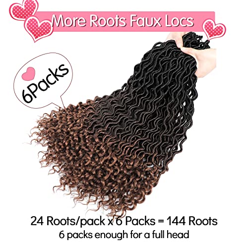 Karida Faux Locs Crochet Hair 24 Inch 6Pcs/Lot Curly Deep Wave Braiding Hair With Curly Ends Crochet Goddess Locs Synthetic Braids Hair Extensions (24 Inch, T30#) #TOP1