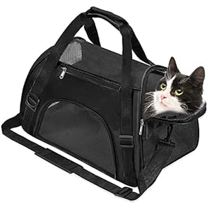 Soft-Sided Foldable Cat/Dog/Pet/Puppy Carrier Bag,Portable Pets Travel Carriers For Cats/Dogs/Pets With Shoulder Strap & Removable Mat,Durable Comfort Cat Basket Airline Approved(Black,Medium)