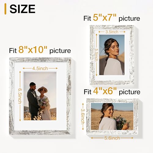 Image of Vittanly Picture Frames Set of 10, Picture Frames Collage Wall Decor with Two 8x10, Four 5x7, and Four 4x6 Photo Frames, Gallery Wall Frame Set for Wall or Tabletop Display, Distressed White