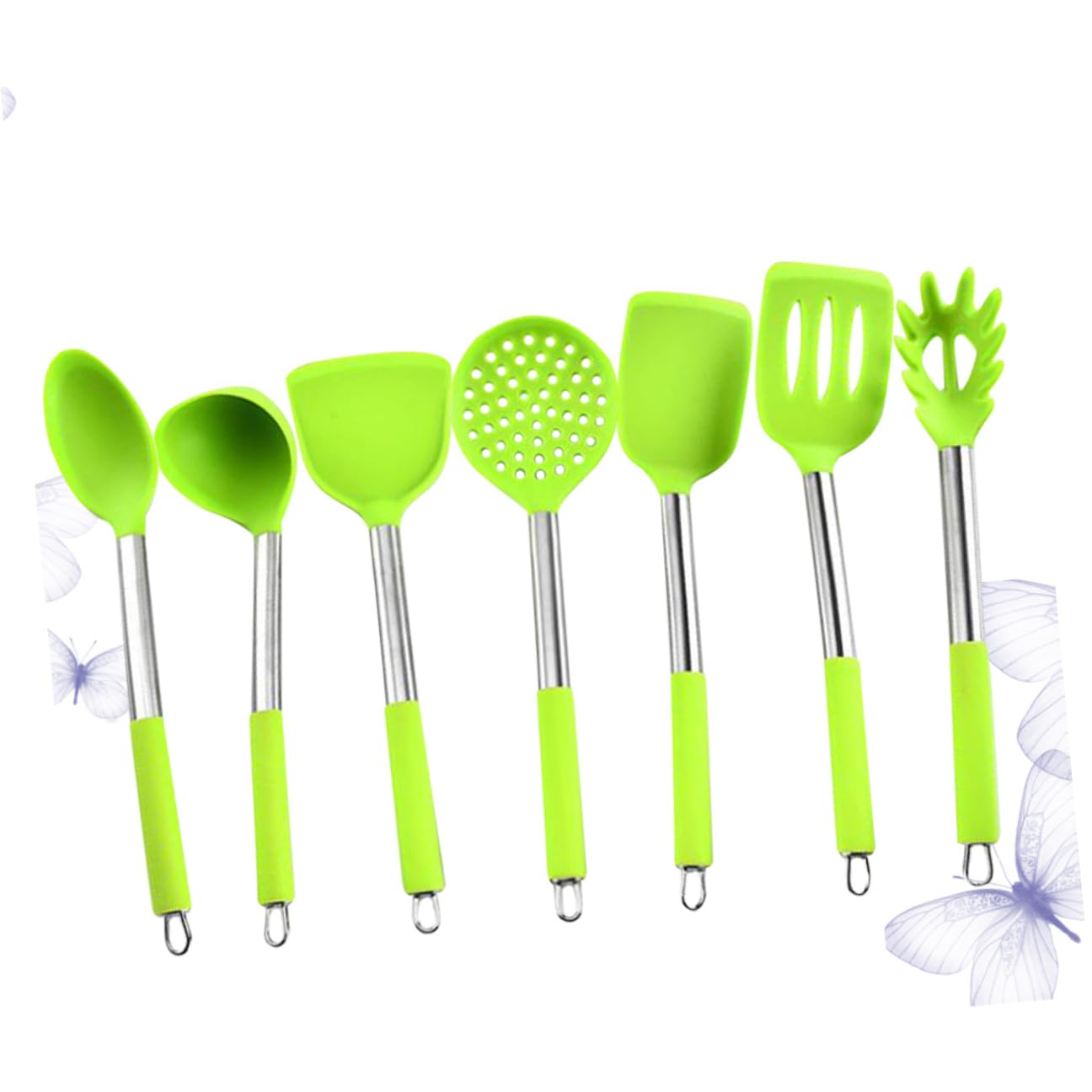 Set Utensili Cucina Silicone 7 Pezzi Manico Acciaio Inox