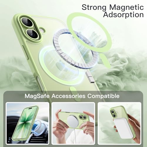 Image of JETech Magnetic Case for iPhone 17 6.3-Inch Compatible with MagSafe, Shockproof Phone Bumper Cover, Solid Color Matte TPU Frame, Anti-Scratch Clear Back (Sage)